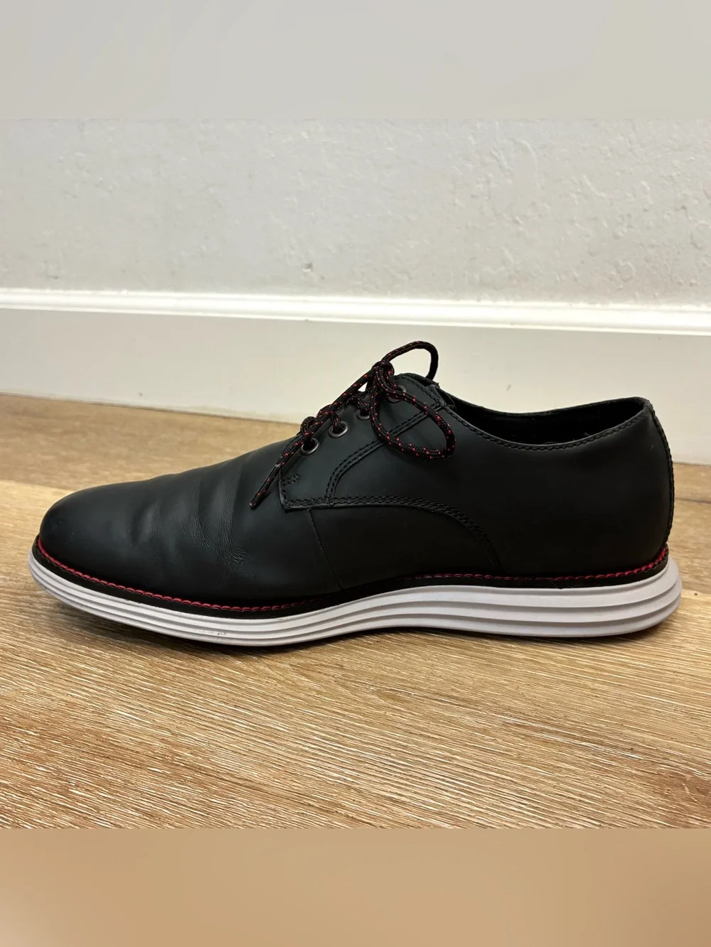 Cole Haan Original Grand Plain Toe Derby Shoes Black Matte Leather Men’s 8 W